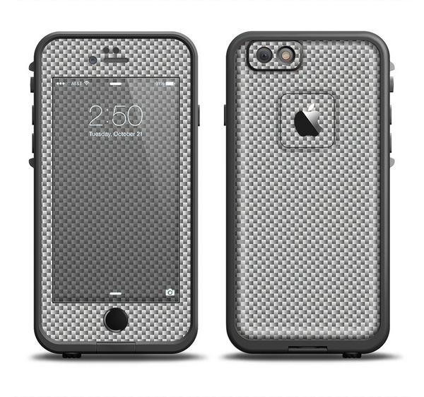 The Gray Carbon FIber Pattern Apple iPhone 6 LifeProof Fre Case Skin Set