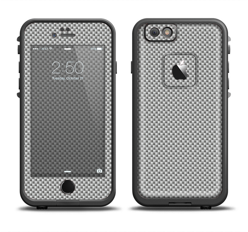 The Gray Carbon FIber Pattern Apple iPhone 6/6s Plus LifeProof Fre Case Skin Set