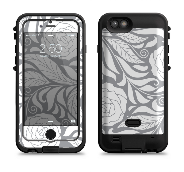 The Gray Floral Pattern V3 Apple iPhone 6/6s LifeProof Fre POWER Case Skin Set