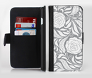 The Gray Floral Pattern V3 Ink-Fuzed Leather Folding Wallet Credit-Card Case for the Apple iPhone 6/6s, 6/6s Plus, 5/5s and 5c