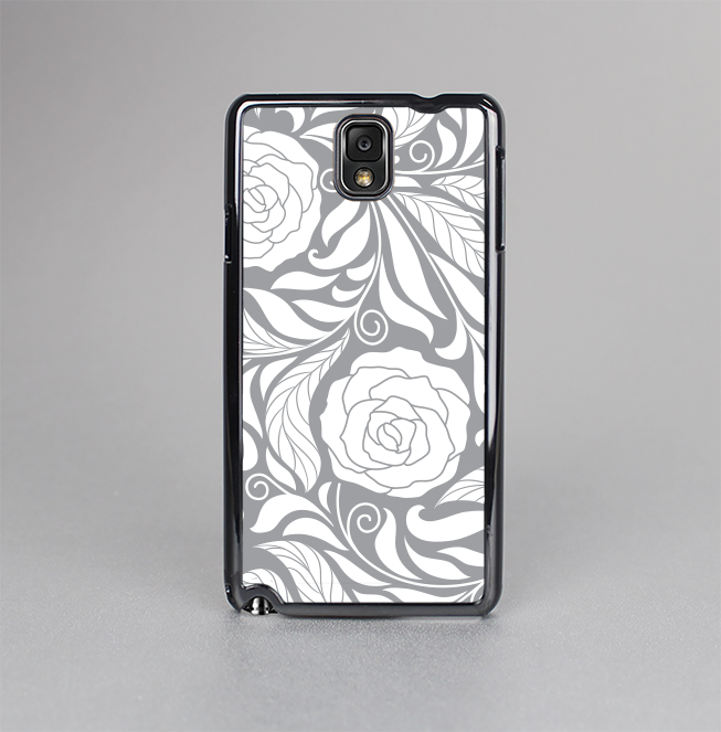 The Gray Floral Pattern V3 Skin-Sert Case for the Samsung Galaxy Note 3