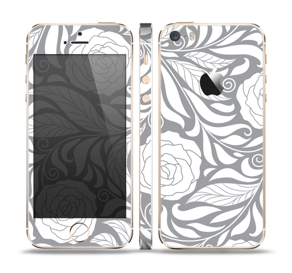 The Gray Floral Pattern V3 Skin Set for the Apple iPhone 5s