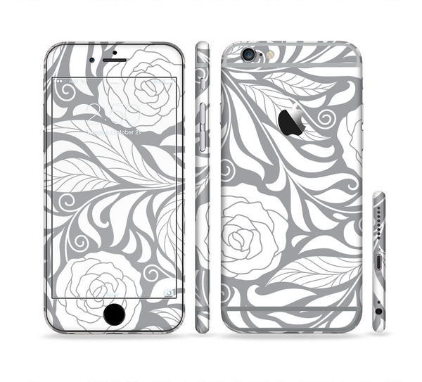 The Gray Floral Pattern V3 Sectioned Skin Series for the Apple iPhone 6 Plus