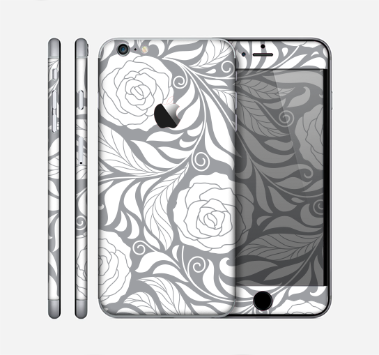The Gray Floral Pattern V3 Skin for the Apple iPhone 6 Plus