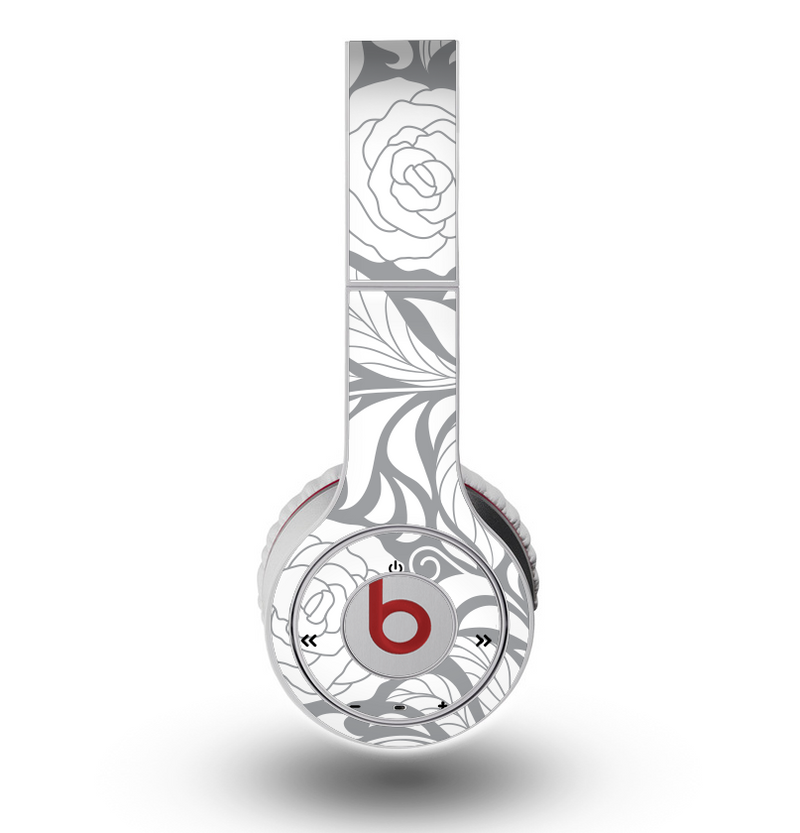The Gray Floral Pattern V3 Skin for the Original Beats by Dre Wireless Headphones