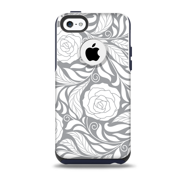 The Gray Floral Pattern V3 Skin for the iPhone 5c OtterBox Commuter Case