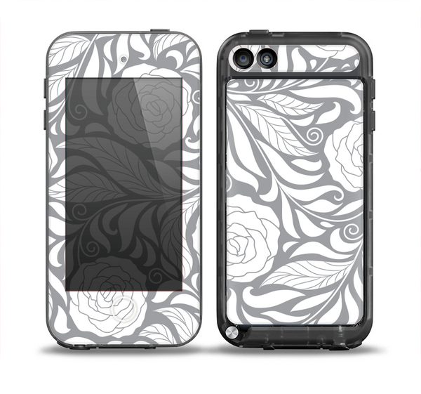 The Gray Floral Pattern V3 Skin for the iPod Touch 5th Generation frē LifeProof Case