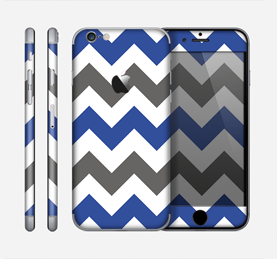 The Gray & Navy Blue Chevron Skin for the Apple iPhone 6