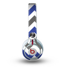 The Gray & Navy Blue Chevron Skin for the Beats by Dre Mixr Headphones