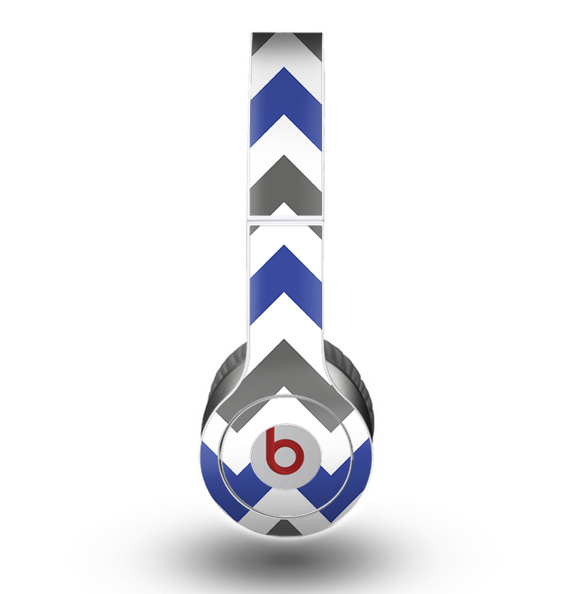 The Gray & Navy Blue Chevron Skin for the Beats by Dre Original Solo-Solo HD Headphones