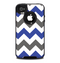 The Gray & Navy Blue Chevron Skin for the iPhone 4-4s OtterBox Commuter Case