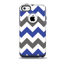The Gray & Navy Blue Chevron Skin for the iPhone 5c OtterBox Commuter Case