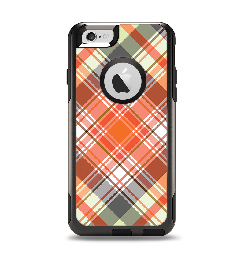 The Gray & Orange Plaid Layered Pattern V5 Apple iPhone 6 Otterbox Commuter Case Skin Set