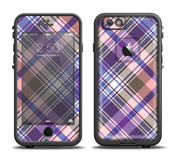 The Gray & Purple Plaid Layered Pattern V5 Apple iPhone 6 LifeProof Fre Case Skin Set