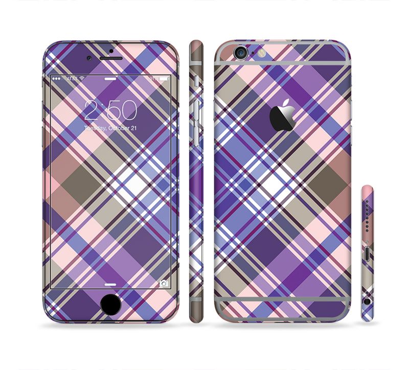The Gray & Purple Plaid Layered Pattern V5 Sectioned Skin Series for the Apple iPhone 6