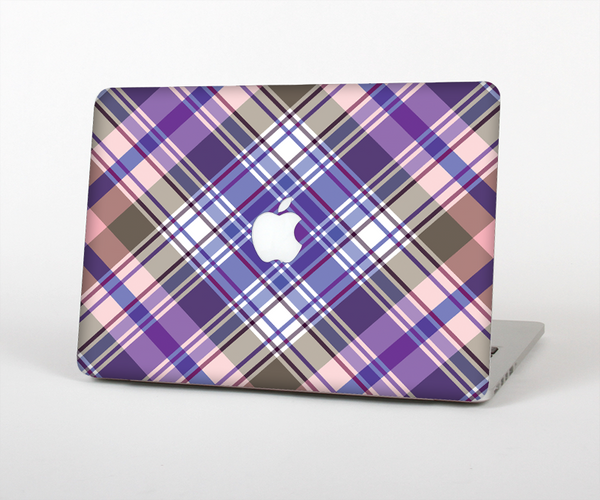 The Gray & Purple Plaid Layered Pattern V5 Skin Set for the Apple MacBook Air 11"