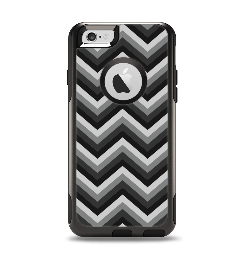 The Gray Toned Layered CHevron Pattern Apple iPhone 6 Otterbox Commuter Case Skin Set
