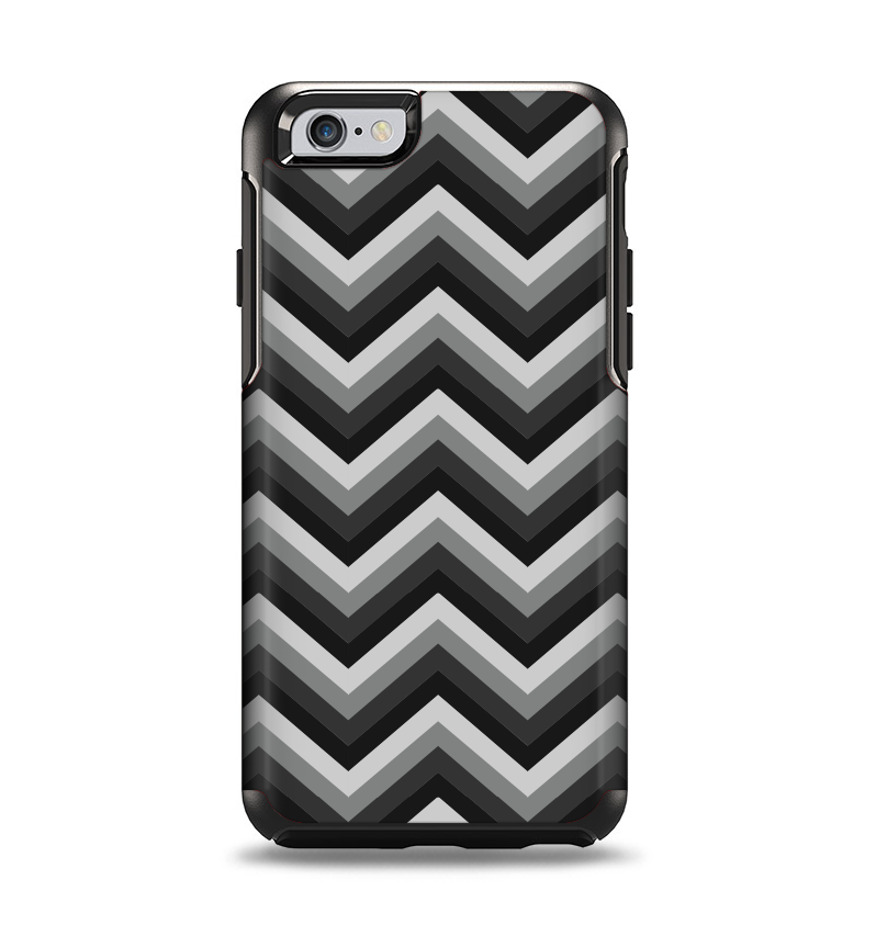The Gray Toned Layered CHevron Pattern Apple iPhone 6 Otterbox Symmetry Case Skin Set