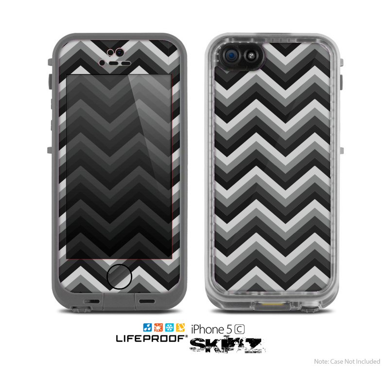 The Gray Toned Layered Chevron Pattern Skin for the Apple iPhone 5c LifeProof Case