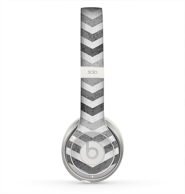 The Gray Toned Layered CHevron Pattern Skin for the Beats by Dre Solo 2 Headphones