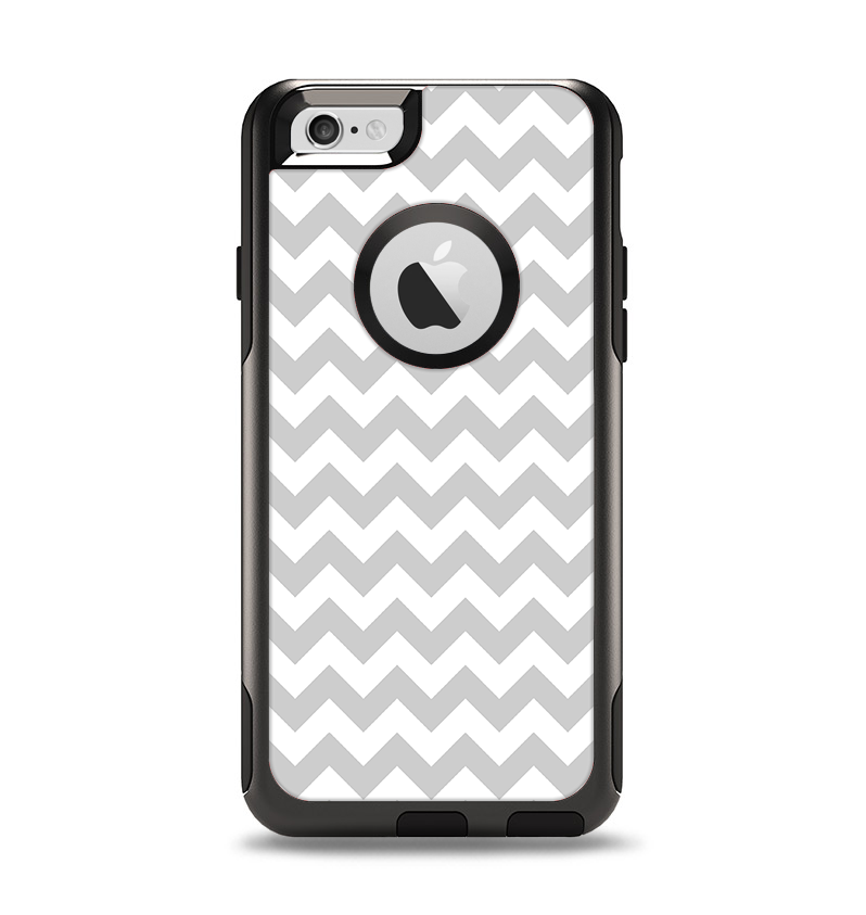 The Gray & White Chevron Pattern Apple iPhone 6 Otterbox Commuter Case Skin Set