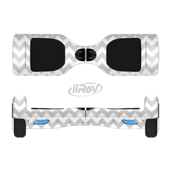 The Gray & White Chevron Pattern Full-Body Skin Set for the Smart Drifting SuperCharged iiRov HoverBoard