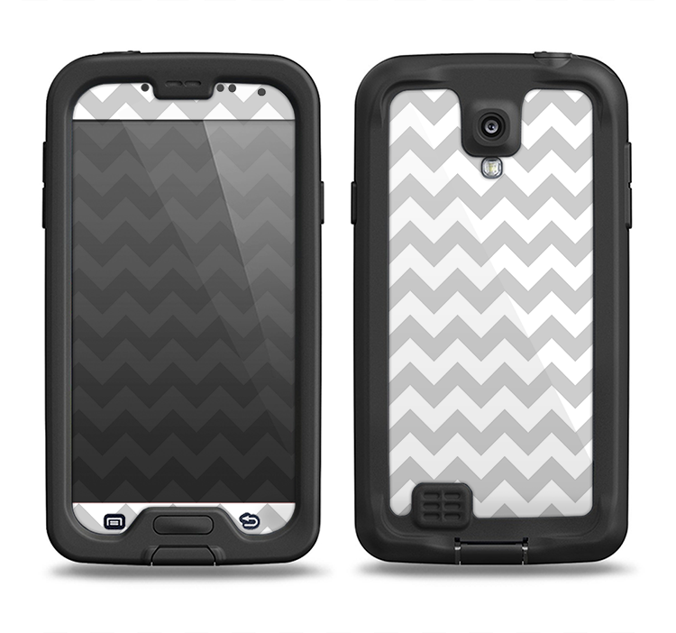 The Gray & White Chevron Pattern Samsung Galaxy S4 LifeProof Nuud Case Skin Set
