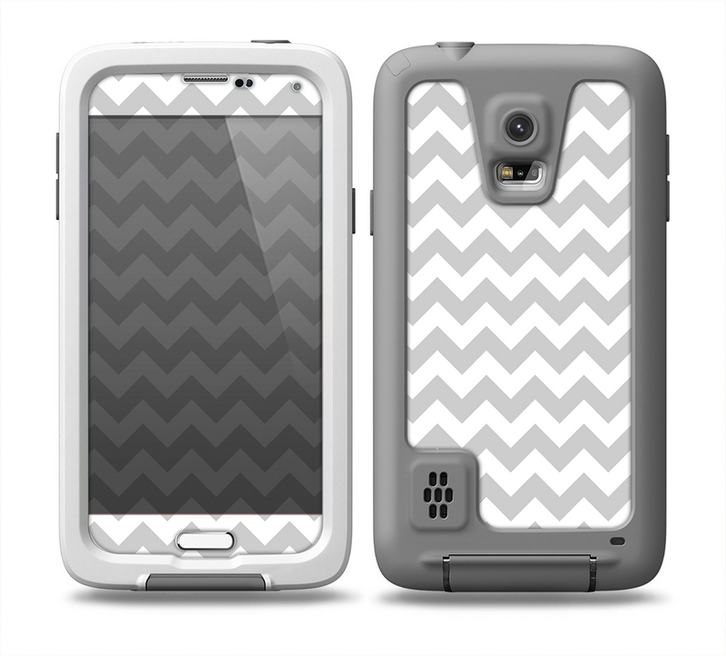 The Gray & White Chevron Pattern Skin for the Samsung Galaxy S5 frē LifeProof Case