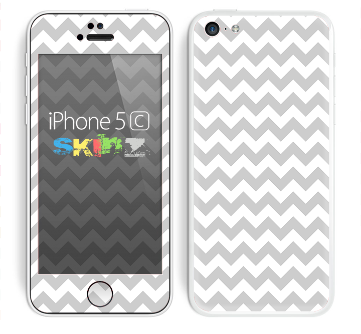 The Gray & White Chevron Pattern Skin for the Apple iPhone 5c