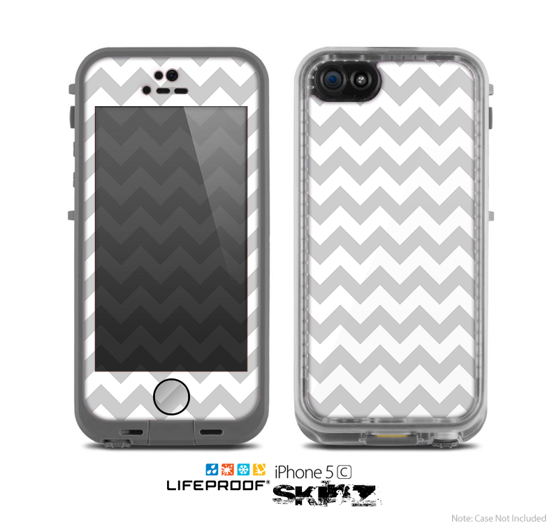 The Gray & White Chevron Pattern Skin for the Apple iPhone 5c LifeProof Case