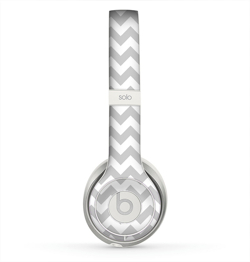 The Gray & White Chevron Pattern Skin for the Beats by Dre Solo 2 Headphones