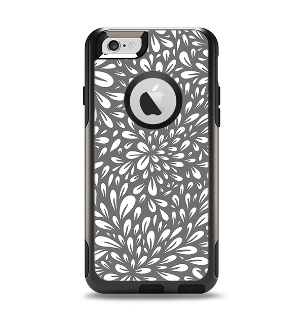 The Gray & White Floral Sprout Apple iPhone 6 Otterbox Commuter Case Skin Set