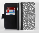 The Gray & White Floral Sprout Ink-Fuzed Leather Folding Wallet Credit-Card Case for the Apple iPhone 6/6s, 6/6s Plus, 5/5s and 5c