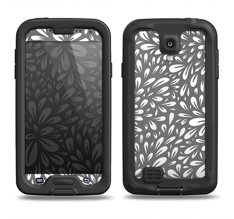 The Gray & White Floral Sprout Samsung Galaxy S4 LifeProof Nuud Case Skin Set