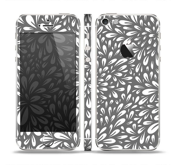 The Gray & White Floral Sprout Skin Set for the Apple iPhone 5