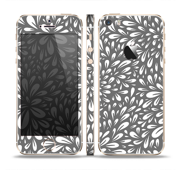 The Gray & White Floral Sprout Skin Set for the Apple iPhone 5s