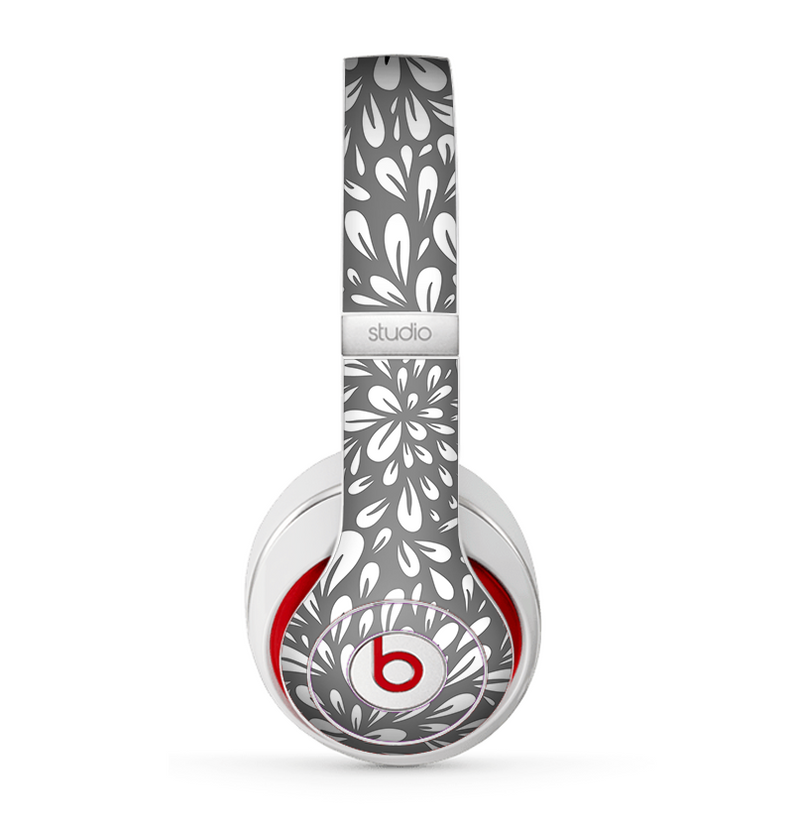 The Gray & White Floral Sprout Skin for the Beats by Dre Studio (2013+ Version) Headphones