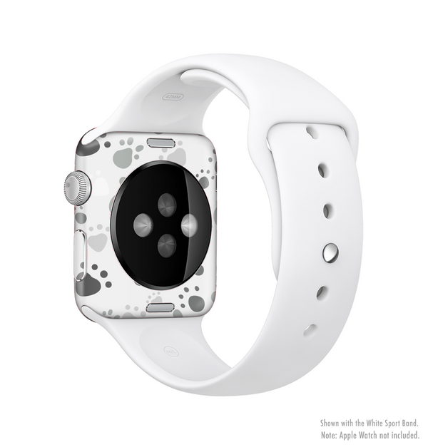 The Gray & White Large Paw Prints Full-Body Skin Kit for the Apple Watch