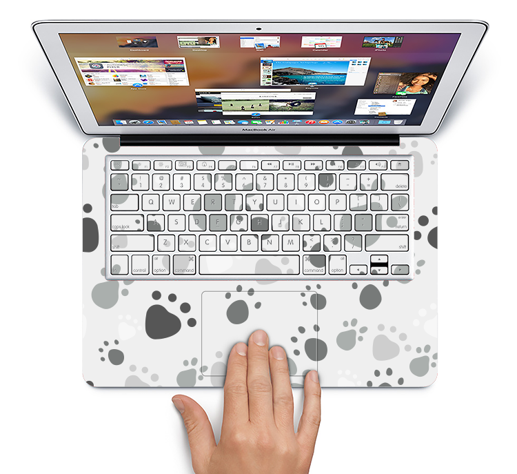 The Gray & White Large Paw Prints Skin Set for the Apple MacBook Air 13"