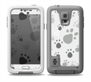 The Gray & White Large Paw Prints Skin for the Samsung Galaxy S5 frē LifeProof Case