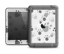 The Gray & White Large Paw Prints Apple iPad Air LifeProof Fre Case Skin Set