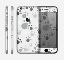 The Gray & White Large Paw Prints Skin for the Apple iPhone 6