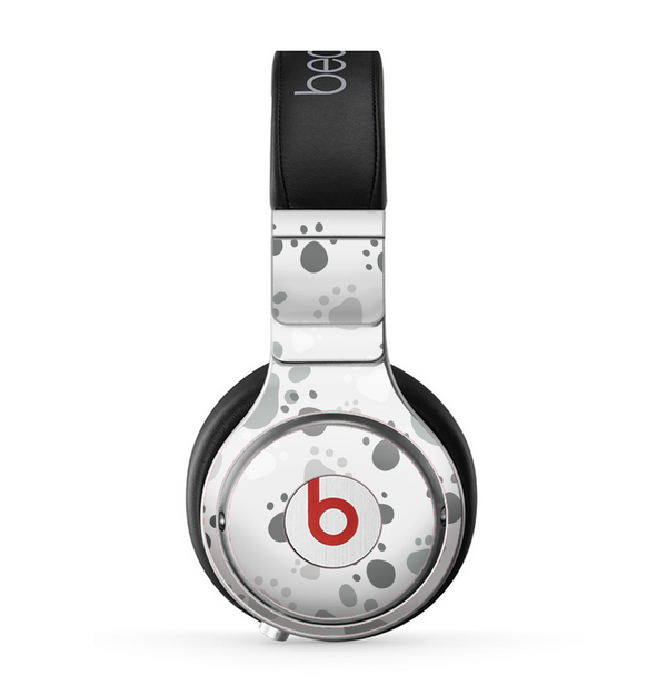 The Gray & White Large Paw Prints Skin for the Beats by Dre Pro Headphones