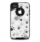 The Gray & White Large Paw Prints Skin for the iPhone 4-4s OtterBox Commuter Case