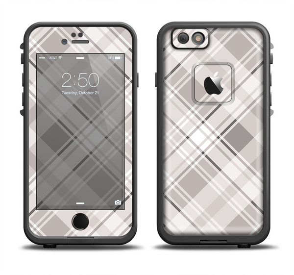 The Gray & White Plaid Layered Pattern V5 Apple iPhone 6 LifeProof Fre Case Skin Set
