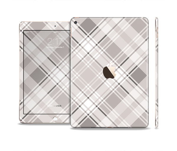 The Gray & White Plaid Layered Pattern V5 Skin Set for the Apple iPad Pro