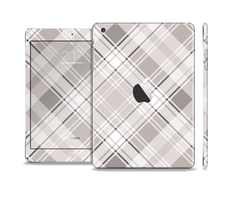 The Gray & White Plaid Layered Pattern V5 Full Body Skin Set for the Apple iPad Mini 2