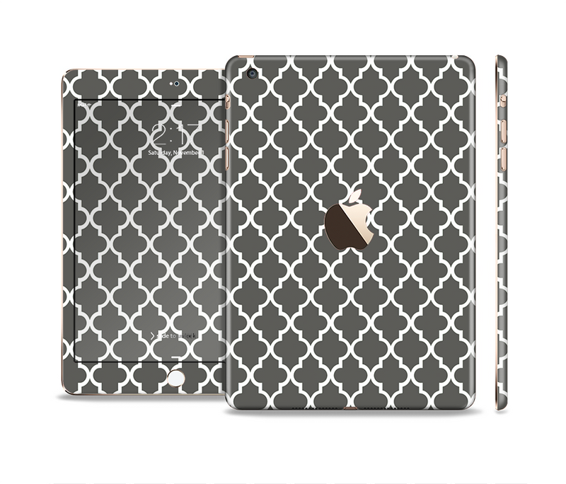 The Gray & White Seamless Morocan Pattern Full Body Skin Set for the Apple iPad Mini 3