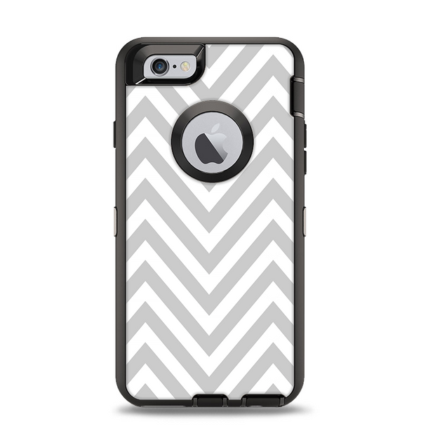 The Gray & White Sharp Chevron Pattern Apple iPhone 6 Otterbox Defender Case Skin Set