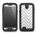 The Gray & White Sharp Chevron Pattern Samsung Galaxy S4 LifeProof Nuud Case Skin Set